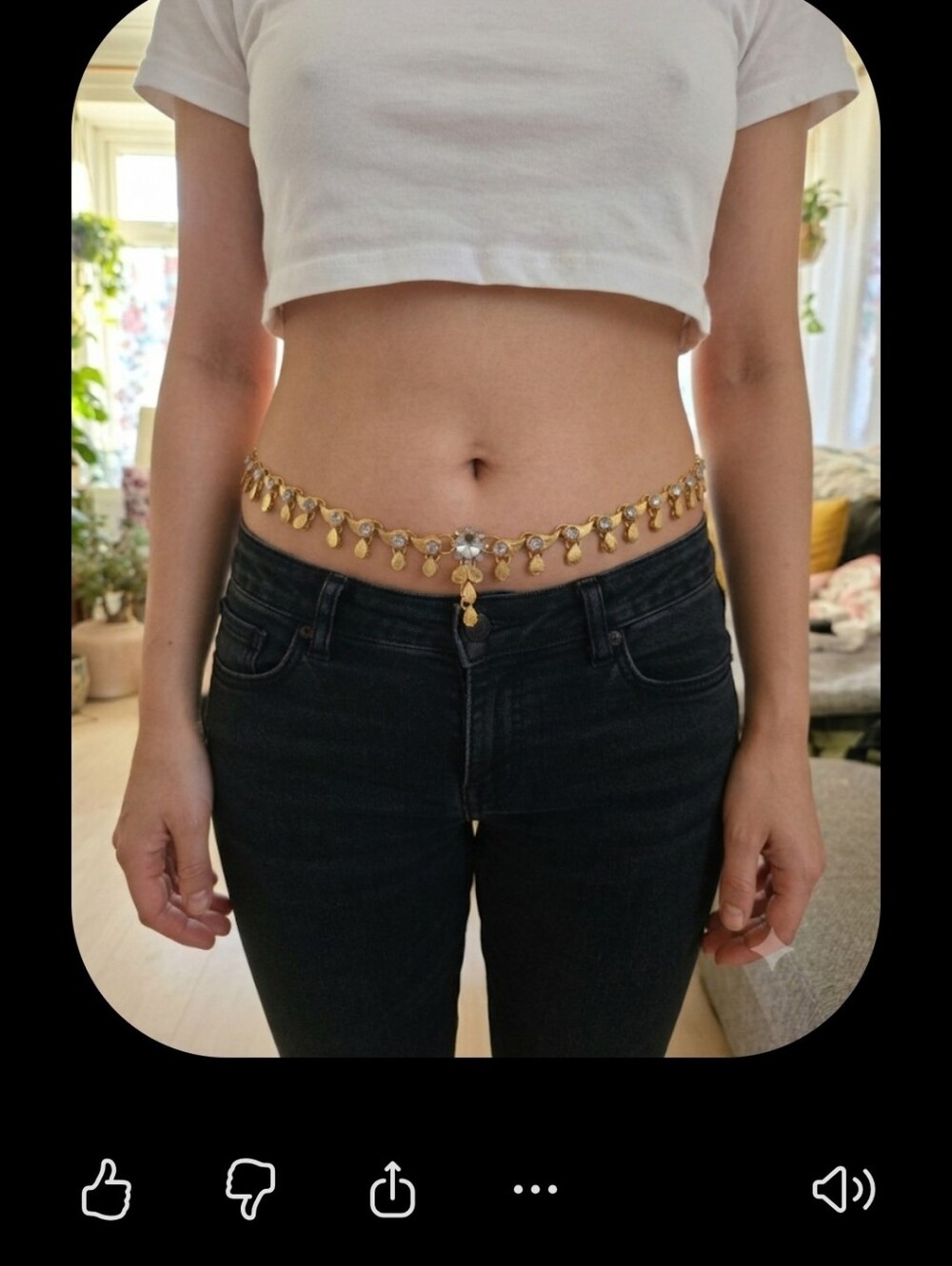 Gold Tone Dangle Coin Belly Chain Waist Belt
